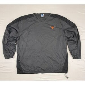 NCAA Texas Longhorns Pullover Windbreaker Mens L Grey Black V-Neck Mesh Lined